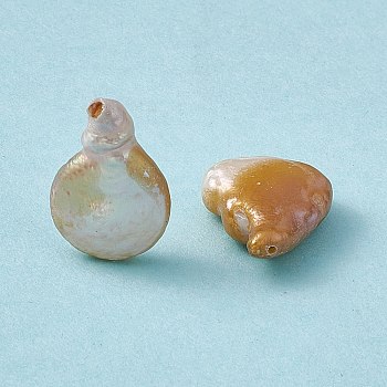 Baroque Natural Keshi Pearl Beads, Gourd, Seashell Color, 17.5~19x12~14x5~6mm, Hole: 0.7mm