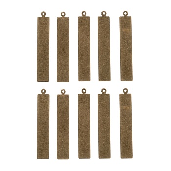 Metal Tags, Brass Stamping Blank Tag Pendants, Rectangle, Antique Bronze, 41x7x0.5mm, Hole: 1mm