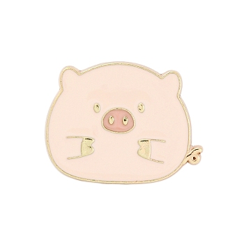 Cartoon Pig Enamel Pins, Zinc Alloy Brooches for Backpack Clothes, Pink, Golden, 21x27mm