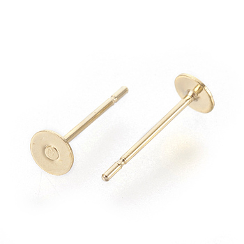 202 Stainless Steel Stud Earring Findings, with 304 Stainless Steel Pins, Golden, 12x4mm, Pin: 0.7mm