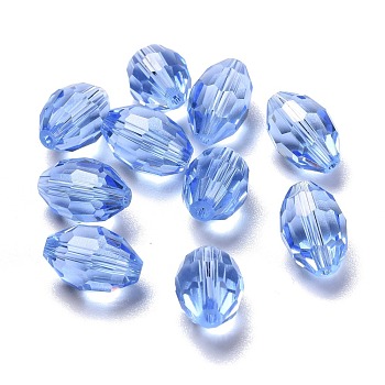 Glass Imitation Austrian Crystal Beads, Faceted, Oval, Cornflower Blue, 11x8mm, Hole: 0.8~1.4mm