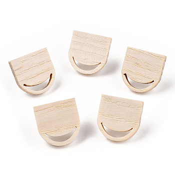 Ash Wood Stud Earring Findings, with 304 Stainless Steel Pin, Fan, 17.5x17mm, Hole: 2x8.5mm, Pin: 0.7mm