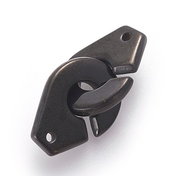 304 Stainless Steel Interlocking Clasps, Electrophoresis Black, 24x11x2mm, Hole: 1mm