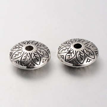 CCB Plastic Carved Beads, Rondelle, Antique Silver, 25x10mm, Hole: 5mm(CCB-J029-82AS)
