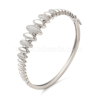 Brass Oval Hinged Bangle with Cubic Zirconia for Women(BJEW-K229-05P)-3