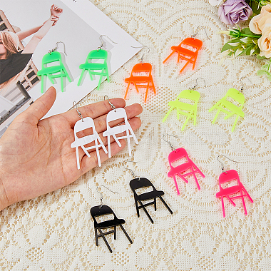 6 Pairs 6 Colors Acrylic Chair Dangle Earrings with Steel Iron Pins(EJEW-FI0001-56)-3
