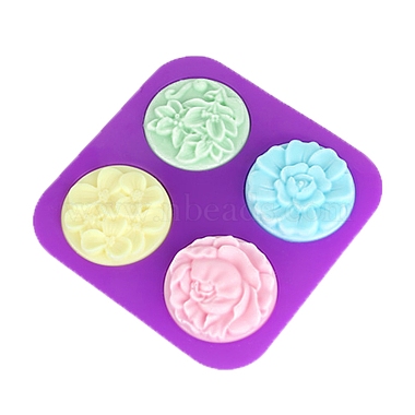 Moules ronds plats en silicone de qualité alimentaire pour savon(SOAP-PW0001-077)-2