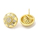 Rack Plating Brass Half Round with Sun Stud Earrings with Crystal Rhinestone for Women(EJEW-D059-14G)-2