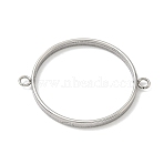 304 Stainless Steel Open Back Bezel Connector Charms, for DIY UV Resin, Epoxy Resin, Pressed Flower Jewelry, Flat Round, Stainless Steel Color, 32.5x40x3mm, Hole: 2.5mm, Inner Diameter: 30mm(STAS-B126-05G-P)