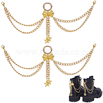 2Pcs Aluminium Boot Strap Chains, with Alloy Pendant, Bowknot, Golden, 350mm(HJEW-SP00028)