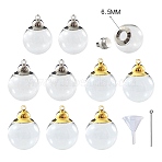 10Pcs Glass Round Bottle Pendants, with Brass Finding, Openable Urn Ashes Charmss, Clear, 20mm(PW-WG26114-01)