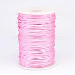 Polyester Thread, Satin Rattail Cord, for Beading Jewelry Making, Chinese Knotting, Pink, 2mm, about 100yards/roll(NWIR-N009-10)