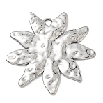 304 Stainless Steel Pendants, Hammered Flower Charms, Stainless Steel Color, 47x44x2mm, Hole: 3.5mm(SA-CBAA758-03P-A)