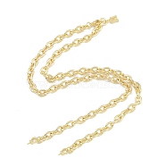 Brass M Pendant Cable Chain Necklace Making, for Half Drilled Beads, Real 18K Gold Plated, 19.88 inch(505mm), Pendant: 8.8x5x3.7mm, Pin: 0.7mm(KK-U020-01G)