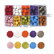Sealing Wax Particles, for Retro Seal Stamp, Octagon, Mixed Color, 9mm, 10 colors, 25pcs/color, 250pcs/box(DIY-X0099-07G)