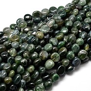 Natural Moss Agate Nuggets Beads Strands, Tumbled Stone, 4~8x6~9x5~7mm, Hole: 1mm, about 15.3 inch~15.7 inch(G-J336-18)