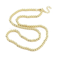 Brass Beaded Necklaces, Long-Lasting Plated, Cadmium Free & Lead Free, Real 18K Gold Plated, 17.72 inch(450mm), Beads: 4mm(NJEW-L170-08D-G)