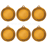 6Pcs Alloy Big Pendants Cabochon Setting, Flat Round with Wheat Pattern, Antique Golden, Tray: 43mm, 67x60x2.5mm, Hole: 4.5mm(FIND-FG0002-62)