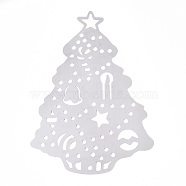 Anti-Tarnish 201 Stainless Steel Big Pendants, Etched Metal Embellishments, Christmas Tree Charms, Stainless Steel Color, 109.5x77x0.3mm, Hole: 11x9mm(STAS-N103-213P)