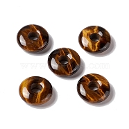 Natural Tiger Eye Pendants, Donut/Pi Disc Charm Charm, 20x5~7mm, Hole: 6mm(G-E135-03K)