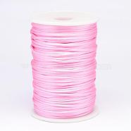 Polyester Cord, Satin Rattail Cord, for Beading Jewelry Making, Chinese Knotting, Pink, 2mm, about 100yards/roll(NWIR-N009-10)