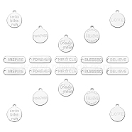 SUNNYCLUE 20Pcs 10 Styles 201 Stainless Steel Pendants, Stainless Steel Color, 2pcs/patterns(STAS-SC0002-26P)