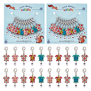 Alloy Enamel Sea Turtle with Number Pendant Locking Stitch Markers, Zinc Alloy Lobster Claw Clasps Stitch Marker, Mixed Color, 5.1cm, 10 style, 1pc/style, 10pcs/set(HJEW-PH01859)