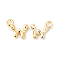 Brass Charms, Real 18K Gold Plated, Letter W, 11x12.5x3mm, hole: 2.5mm(KK-P234-13G-W)