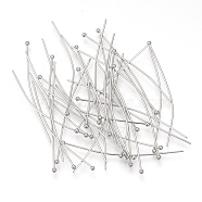 304 Stainless Steel Ball Head pins, Stainless Steel Color, 40x0.7mm, 21 Gauge, Head: 2mm(STAS-Q218-02C)
