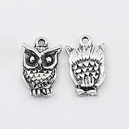 Zinc Tibetan Style Alloy Pendants, Halloween, Cadmium Free & Lead Free, Owl, Antique Silver Color, about 16mm long, 10mm wide, 3mm thick, hole: 1.5mm(X-PALLOY-A14923-AS-LF)
