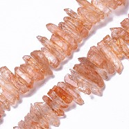 Natural Crackle Quartz Crystal Dyed Beads Strands, Chip, Sandy Brown, 13~38x3~7x4~7mm, Hole: 1mm, about 67~70pcs/strand, 14.76~15.16''(37.5~38.5cm)(G-I345-05H)