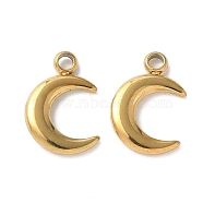 Ion Plating(IP) 304 Stainless Steel Pendants, Moon Charms, Real 18K Gold Plated, 12x8.5x2mm, Hole: 1.5mm(X-STAS-P312-20G)