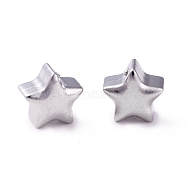 304 Stainless Steel Beads, Star, Stainless Steel Color, 6x6x4mm, Hole: 1.5mm(STAS-I670-03P)