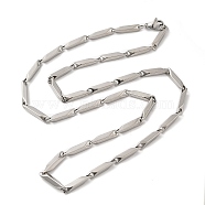 201 Stainless Steel Rectangle Bar Link Chain Necklace, Stainless Steel Color, 19.76 inch(50.2cm)(NJEW-Q316-01B-P)