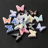 UV Plating Acrylic Beads, Iridescent, Butterfly, Mixed Color, 25x29.5x9mm, Hole: 2mm(MACR-M025-14)