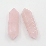 Natural Rose Quartz Double Terminated Point Beads, Healing Stones, Reiki Energy Balancing Meditation Therapy Wand, No Hole/Undrilled, 28~35x8mm(G-D439-03)
