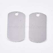 201 Stainless Steel Pendants, Rectangle, Blank Stamping Tag, Stainless Steel Color, 22.5x12.5x0.8mm, Hole: 2mm(STAS-T052-08P-A-01)
