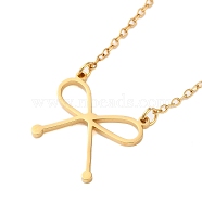 304 Stainless Steel Bowknot Pendant Necklaces for Women, Real 18K Gold Plated, 17.13 inch(43.5+6cm)(NJEW-S434-01G)