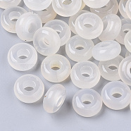 Natural White Agate European Beads, Large Hole Beads, Rondelle, 10x4.5mm, Hole: 4mm(X-G-Q503-16)