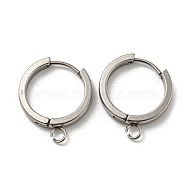 201 Stainless Steel Huggie Hoop Earrings Findings, with Vertical Loop, with 316 Surgical Stainless Steel Earring Pins, Ring, Stainless Steel Color, 18x3mm, Hole: 2.7mm, Pin: 1mm(STAS-A167-01O-P)