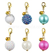 Acrylic Pendant Decorations, with 304 Stainless Steel Clasps, Mixed Color, 43mm, 6pcs/set(HJEW-JM01799)