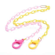 Personalized Two Tone ABS Plastic Cable Chain Necklaces, Eyeglasses Chains, Handbag Chains, with Iron Linking Rings and Plastic Lobster Claw Clasps, Pearl Pink & Yellow, 26.77~27.95 inch(68~71cm)(NJEW-JN02825-03)