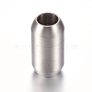 304 Stainless Steel Magnetic Clasps with Glue-in Ends, Oval, 19x10mm, Hole: 6mm(X-STAS-Q164)