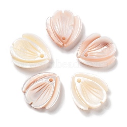 Natural Freshwater Shell Pendants, Flower Charm, Floral White, 16x14.5x3mm, Hole: 1.4mm(SHEL-D082-04A)