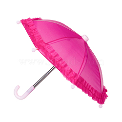 Plastic Doll Umbrella, Doll Making Supplies, Deep Pink, 220x250~300mm(DOLL-PW0001-366B)