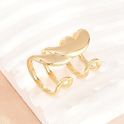 304 Stainless Steel Cuff Open Rings, Moon, Ion Plating(IP), Golden, 28.5mm, Inner Diameter: 18mm(SA-H001-11G)