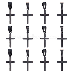 12Pcs Ion Plating(IP) 304 Stainless Steel Pendants, for Jewelry Making, Cross, Electrophoresis Black, 20.5x12.5x1.2mm, Hole: 3.5x7mm(STAS-UN0045-36EB)