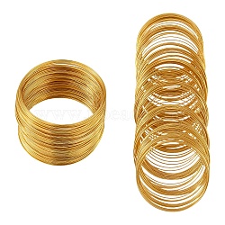 200 Circles Steel Memory Wire, for Collar Necklace/Wrap Bracelets Making, Golden, 22 Gauge, 0.6mm, 60mm inner diameter(TWIR-YW0001-05G)