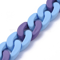 Handmade Opaque Spray Painted Acrylic Curb Chains, Cuban Link Chains, for Jewelry Making, DarkSlate Blue, Link: 29.5~30x21x6mm, 39.37 inch(1m)/strand(AJEW-JB00616-01)