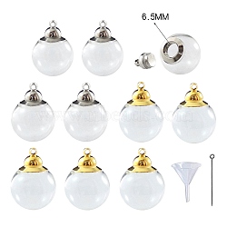 10Pcs Glass Round Bottle Pendants, with Brass Finding, Openable Urn Ashes Charmss, Clear, 20mm(PW-WG26114-01)